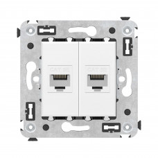 Компьютерная розетка RJ-45 без шторки в стену, кат.5е двойная, "Avanti", "Белое облако"