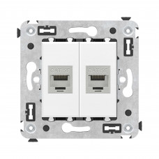 Компьютерная розетка RJ-45 без шторки в стену, кат.5e двойная экранированная, "Avanti", "Белое облако"