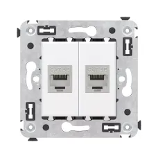 Компьютерная розетка RJ-45 без шторки в стену, кат.5e двойная экранированная, "Avanti", "Белое облако"