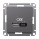 Розетка USB AtlasDesign тип A+C 5В/2.4А 2х5В/1.2А механизм базальт SE ATN001439