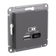 Розетка USB AtlasDesign тип A+C 5В/2.4А 2х5В/1.2А механизм базальт SE ATN001439
