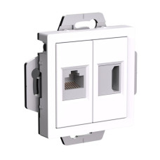 Розетка 2-м AtlasDesign HDMI+RJ45 кат.5E механизм бел. SE ATN000182