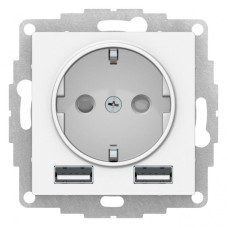 Розетка AtlasDesign 16А с 2-мя заряд. устройствами USB тип A+A 5В/2.4А 2х5В/1.2А механизм лотос SE ATN001330