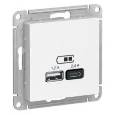 Розетка USB AtlasDesign тип A+C 5В/2.4А 2х5В/1.2А механизм лотос SE ATN001339