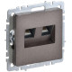 Розетка компьютерная двойн. СП RJ45 кат.6 BRITE РК11-2-БрТБ механизм бронза IEK BR-K20-2-K45