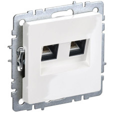 Розетка компьютерная двойн. СП RJ45 кат.6 BRITE РК11-2-БрБ механизм бел. IEK BR-K20-2-K01