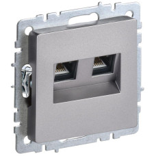 Розетка компьютерная двойн. СП RJ45 кат.6 BRITE РК11-2-БрС механизм сталь IEK BR-K20-2-K46
