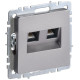 Розетка компьютерная двойн. СП RJ45 кат.6 BRITE РК11-2-БрС механизм сталь IEK BR-K20-2-K46