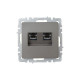 Розетка компьютерная двойн. СП RJ45 кат.6 BRITE РК11-2-БрС механизм сталь IEK BR-K20-2-K46