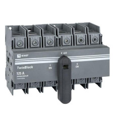 Рубильник 3п 125A реверсивный c рукояткой для прямой установки TwinBlock EKF tb-s-125-3p-rev