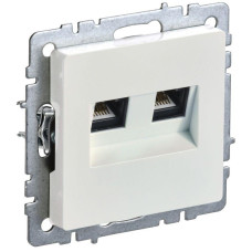 Розетка компьютерная двойн. СП RJ45 кат.6 BRITE РК11-2-БрЖ механизм жемчуж. IEK BR-K20-2-K36