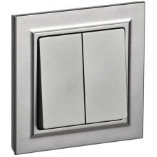 Выключатель 2-кл. СП BRITE ВСР10-2-0-БрС 10А в сборе сталь IEK BR-V20-0-10-K46-F