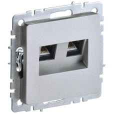 Розетка компьютерная двойн. СП RJ45 кат.6 BRITE РК11-2-БрА механизм алюм. IEK BR-K20-2-K47