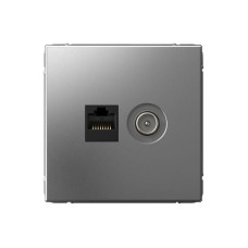 Розетка компьютерная + телевизионная 2-м ArtGallery RJ45 + TV кат.5E сталь SE GAL000989