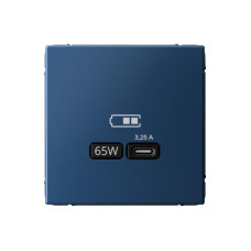 Розетка USB ArtGallery тип C 65Вт QC PD высокоскор. ЗУ механизм аквамарин SE GAL001127