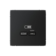 Розетка USB ArtGallery тип C 65Вт QC PD высокоскор. ЗУ механизм карбон SE GAL001027