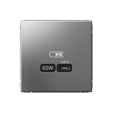 Розетка USB ArtGallery тип C 65Вт QC PD высокоскор. ЗУ механизм сталь SE GAL000927