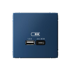 Розетка USB ArtGallery тип A+C 45Вт QC PD высокоскор. ЗУ механизм аквамарин SE GAL001129