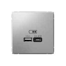 Розетка USB ArtGallery тип A+C 45Вт QC PD высокоскор. ЗУ механизм алюм. SE GAL000329