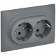 Розетка 2-м SKANDY 16А с заземл. защ. шторки в сборе SK-R07Gr сер. IEK SK-R24-16-K03-F