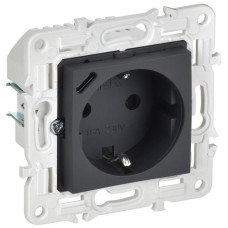 Розетка SKANDY 18Вт 16А с заземл. защ. шторки с USB C SK-R17G графит IEK SK-R14-16-U14-018-K53