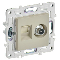 Розетка двойная TV+RJ45 кат.5E SKANDY SK-A14B беж. IEK SK-AK20-1-K10