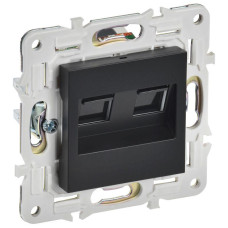 Розетка компьютерная двойн. RJ45 кат.6 SKANDY SK-K04Bl черн. IEK SK-K20-2-K02