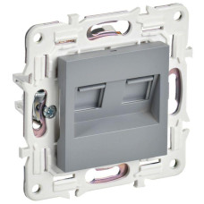 Розетка компьютерная двойн. RJ45 кат.6 SKANDY SK-K04Gr сер. IEK SK-K20-2-K03