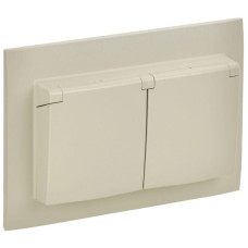 Розетка 2-м SKANDY 16А IP44 с крышкой в сборе SK-R12B беж. IEK SK-R26-16-44-K10-F