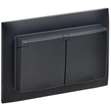 Розетка 2-м SKANDY 16А IP44 с крышкой в сборе SK-R12Bl черн. IEK SK-R26-16-44-K02-F