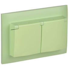 Розетка 2-м SKANDY 16А IP44 с крышкой в сборе SK-R12G мятный IEK SK-R26-16-44-K06-F