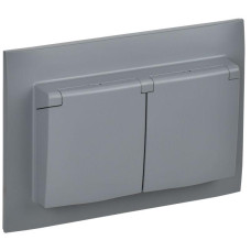 Розетка 2-м SKANDY 16А IP44 с крышкой в сборе SK-R12Gr сер. IEK SK-R26-16-44-K03-F