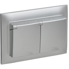 Розетка 2-м SKANDY 16А IP44 с крышкой в сборе SK-R12S серебр. IEK SK-R26-16-44-K23-F