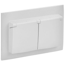 Розетка 2-м SKANDY 16А IP44 с крышкой в сборе SK-R12W арктич. бел. IEK SK-R26-16-44-K01-F