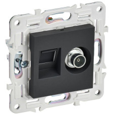 Розетка двойная TV+RJ45 кат.5E SKANDY SK-A14G графит IEK SK-AK20-1-K53