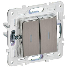Выключатель 2-кл. SKANDY 10А SK-V09N с индикацией никель IEK SK-V20-1-10-K50