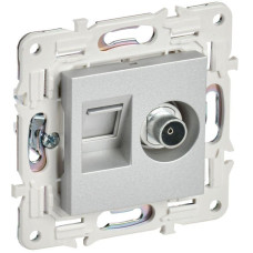 Розетка двойная TV+RJ45 кат.5E SKANDY SK-A14S серебр. IEK SK-AK20-1-K23