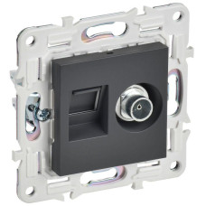 Розетка двойная TV+RJ45 кат.6E SKANDY SK-A15T титан IEK SK-AK20-2-K48