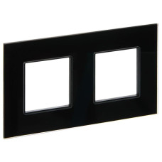 Рамка 2-м SKANDY SK-F22Bl стекло черн. IEK SK-M22-G-K02