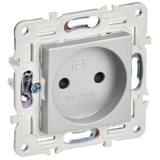 Розетка SKANDY 10А без заземл. защ. шторки SK-R01S серебр. IEK SK-R13-10-K23
