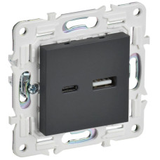 Розетка USB A+C 18Вт SKANDY SK-R13G графит IEK SK-U22-018-K53