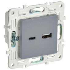 Розетка USB A+C 18Вт SKANDY SK-R13Gr сер. IEK SK-U22-018-K03