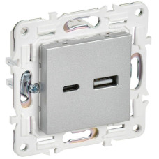 Розетка USB A+C 18Вт SKANDY SK-R13S серебр. IEK SK-U22-018-K23