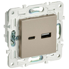Розетка USB A+C 18Вт SKANDY SK-R13Sh шампань IEK SK-U22-018-K37