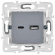 Розетка USB A+C 3.1А SKANDY SK-R14Gr сер. IEK SK-U22-D31-K03