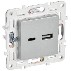 Розетка USB A+C 3.1А SKANDY SK-R14S серебр. IEK SK-U22-D31-K23