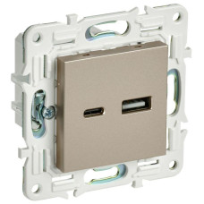 Розетка USB A+C 3.1А SKANDY SK-R14Sh шампань IEK SK-U22-D31-K37