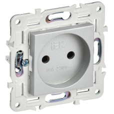 Розетка SKANDY 10А без заземл. без защ. шторок SK-R02S серебр. IEK SK-R10-10-K23