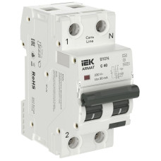 Выключатель автоматический дифференциального тока B10N 1P+NP C40 30мА тип (36мм) ARMAT IEK AR-B10N-1N-C040A030