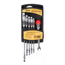 Набор гаечных комбинированных трещоточных ключей с шарниром НТКШ-6 (8-17) KBT-PROFESSIONAL КВТ 91950